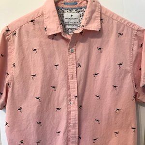 Men's Denim & Flower Short Sleeve Shirt